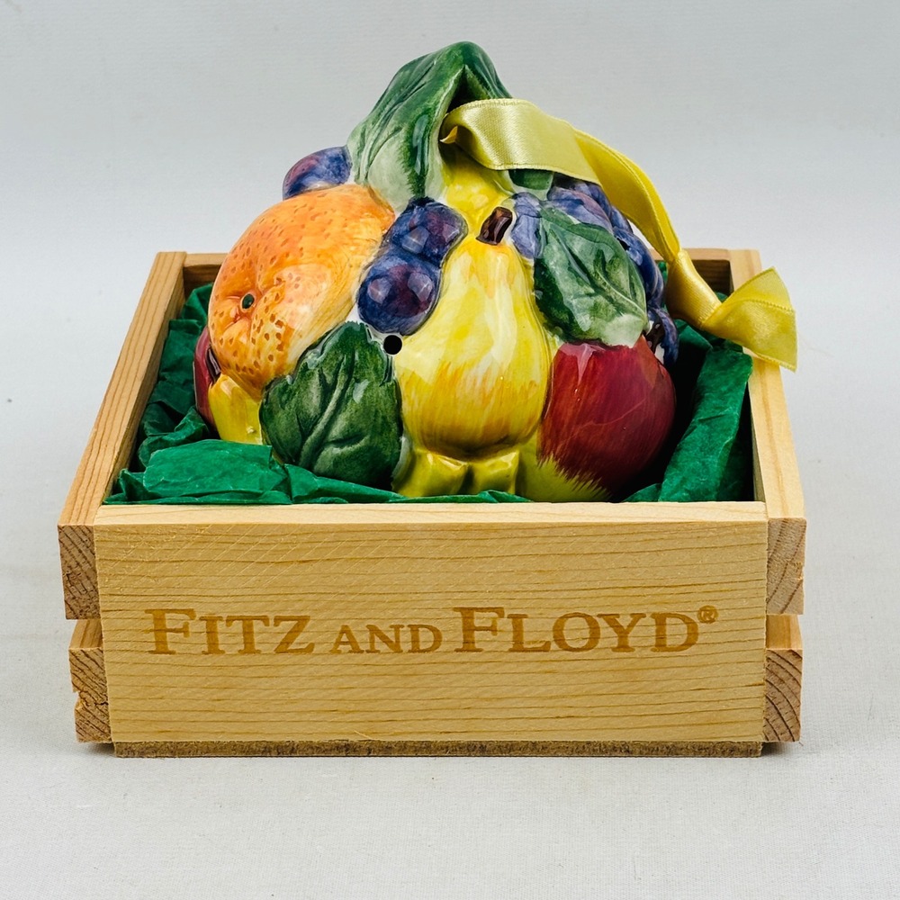 Fitz and Floyd Calypso Fruit Pomander Wooden Crate Scented Vintage